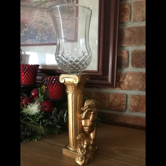 Rare Vintage Antique Gold Cherub Candle Holder - Picture 5 of 5